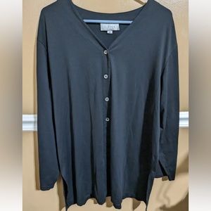J Jill Tunic Black Button Down Cardigan Shirt Women's Size 2X